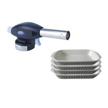 Jogo 5 Peças Maçarico Aço Inox Kook + 4 Travessas Creme Brulee Jogo 5 Peças Maçarico Aço Inox Kook + 4 Travessas Creme Brulee