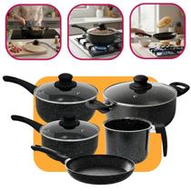 Jogo 5 Peças Panelas Berlim Hauskraft Luxo Indução Cozinha Preta Com Tampa De Vidro Jogo 5 Peças Panelas Berlim Hauskraft Luxo Indução Cozinha Preta Com Tampa De Vidro