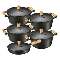 Jogo 5 Peças sendo 3 Caçarolas e 1 Frigideira De Ferro Panela Mineira