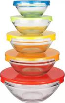 Jogo 5 Porta Mantimentos Vidro com Tampas de Plástico - Dynasty