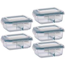 Jogo 5 Potes 640ml Divisória Hermético Marmita Microondas Jogo 5 Potes 640ml Divisória Hermético Marmita Microondas
