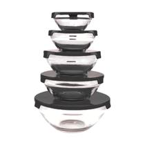 Jogo 5 Potes Bowls Tigelas Vasilhas Vidro Com Tampa 135ml 200ml 400ml 550ml 1000ml Jogo 5 Potes Bowls Tigelas Vasilhas Vidro Com Tampa 135ml 200ml 400ml 550ml 1000ml