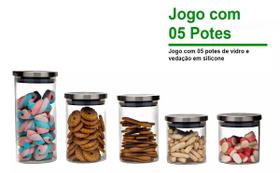 Jogo 5 Potes Com Tampa De Aço Inox Wincy Jogo 5 Potes Com Tampa De Aço Inox Wincy