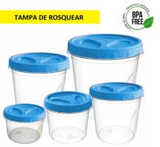 Jogo 5 Potes De Plástico Para Mantimentos Com Tampa De Rosca Plásticos MB
