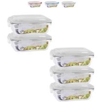 Jogo 5 Potes de Vidro Hermético Marmita Fit Tampa 370ml Jogo 5 Potes de Vidro Hermético Marmita Fit Tampa 370ml