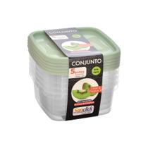 Jogo 5 Potes Graduados Quadrados com Tampa - 700ml