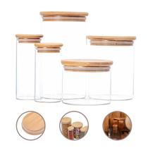 Jogo 5 Potes Herméticos Redondos Vidro Borossilicato Tampa