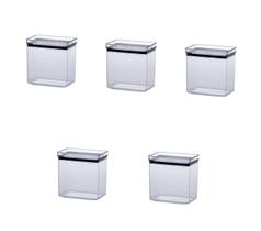 Jogo 5 potes herméticos retangulares 1300 ml empilhaveis Jogo 5 potes herméticos retangulares 1300 ml empilhaveis