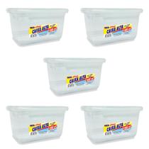 Jogo 5 Potes Tampa Com Trava 1 Litro, Pote Alto Organizador Retangular Marmita BPA Free