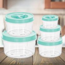 Jogo 5 Potes Transparente BAIXO Para Mantimento Com Tampa De Rosca