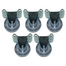 Jogo 5 Rodinhas 32mm Incolor San Rodízio Base Fixa 4 Furos