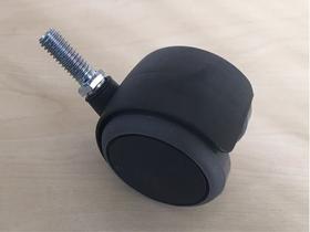 Jogo 5 Rodízios Roda Dupla Pu Rosca Parafuso 3/8 Capa Preta