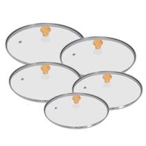 Jogo 5 Tampa de vidro temperado 16, 18, 20, 22, 24cm Para Panelas e Frigideiras