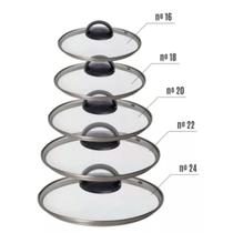 Jogo 5 Tampas De Vidro 16 Cm 18 Cm 20 Cm 22cm 24 Cm