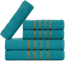 Jogo 5pçs 2 Banho + 2 Rosto + 1 Tapete P/Banheiro 100% Algodão Alta Absorção - Verde Jade