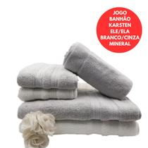 Jogo 5Pçs Toalha Banhão Karsten Unika Ele Ela Branco/Cinza