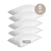 Jogo 5un Capa Travesseiro protetor Antiácaro branco c/ ziper
