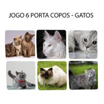 Jogo 6 Apoio de Chopp Linha Cat Presente para amantes de Gatos Quadrado