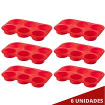 Jogo 6 Assadeira 6 CupCakes Silicone Antiaderente Sortida Jogo 6 Assadeira 6 CupCakes Silicone Antiaderente Sortida