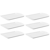 Jogo 6 Bandejas Para Servir Branca 34,7x23,5cm Plástico Coza Uno Horeca Fast Food