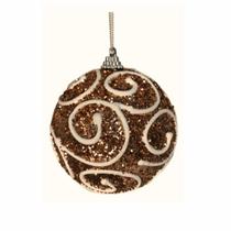 Jogo 6 Bolas Com Arabesco Rose E Branco 10cm Cromus Natal Jogo 6 Bolas Com Arabesco Rose E Branco 10cm Cromus Natal