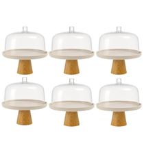 Jogo 6 Boleiras Porta Bolos com Cúpula e Pé 25x22cm Bege Lume Ou Bailarina Padaria Jogo 6 Boleiras Porta Bolos com Cúpula e Pé 25x22cm Bege Lume Ou Bailarina Padaria
