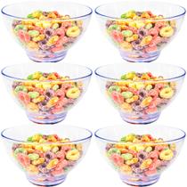 Jogo 6 Bowl Acrílico Transparente Tigela 700ml p/ Petisco Sobremesa Saladas Molhos Frutas Petisqueira - Keita