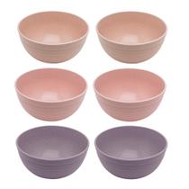 Jogo 6 Bowl de Bambu Ecológico Resistente Não Quebra Bege Lines Tigela Lyor 750ml