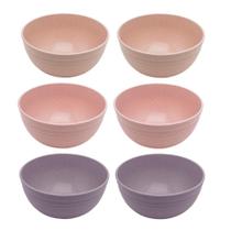 Jogo 6 Bowl De Bambu Ecológico Resistente Não Quebra Bege Lines Tigela Lyor 750ml
