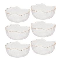 Jogo 6 Bowl de Cristal Martleado Borda Dourada Taj 136,5cm Wolff