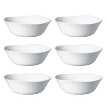 Jogo 6 Bowl de Vidro Opalino Branco Quadrado Tigela Molho Sobremesa 12cm Em Casa Tem