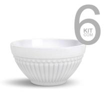 Jogo 6 Bowls Cerâmica Conjunto Roma Branco Tigela Kit Cumbuca Sobremesa
