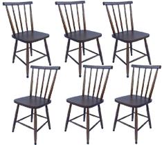 Jogo 6 cadeiras de jantar colonial brisa em madeira