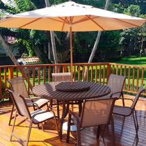 Jogo 6 Cadeiras E Mesa + Ombrelone Para Piscina Jardim Jogo 6 Cadeiras E Mesa + Ombrelone Para Piscina Jardim