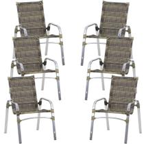 Jogo 6 Cadeiras Emily em Alumínio para Jardim e Piscina