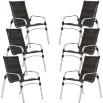 Jogo 6 Cadeiras Emily em Alumínio para Jardim e Piscina