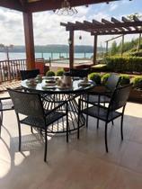 Jogo 6 Cadeiras Fibra Mesa Aluminio Para Piscina Jardim Sala Jogo 6 Cadeiras Fibra Mesa Aluminio Para Piscina Jardim Sala