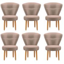 Jogo 6 Cadeiras Moderna Decor para Mesa de Jantar Estofada Pés de Madeira Ergonômica