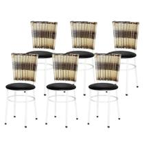 Jogo 6 Cadeiras Para Cozinha Branca Hawai Cappuccino Premium