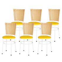 Jogo 6 Cadeiras Para Cozinha Branca Hawai Palha - Lamar Design