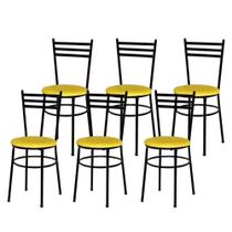 Jogo 6 Cadeiras Para Cozinha Epoxi Preta - Lamar Design