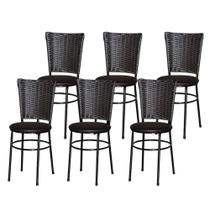 Jogo 6 Cadeiras Para Cozinha Preta Hawai Café - Lamar Design