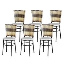 Jogo 6 Cadeiras Para Cozinha Preta Hawai Cappuccino Premium