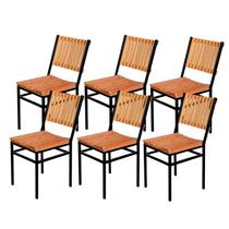 Jogo 6 Cadeiras Para Cozinha Preta Madeira Confort Industrial Premium - Don Castro Decor