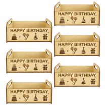 Jogo 6 Caixinhas MDF Recorte "Happy Birthday" com Alça Decoração Aniversário M21