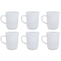 Jogo 6 Caneca Americana Porcelana Lisa Branca Xicara 220ml