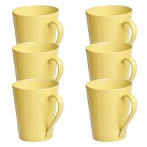 Jogo 6 Caneca Chá Café Amarela 250ml em Porcelana