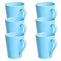 Jogo 6 Caneca Chá Café Azul 250ml em Porcelana