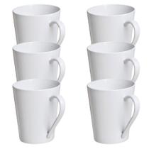 Jogo 6 Caneca Chá Café Branco 250ml em Porcelana