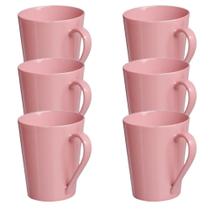 Jogo 6 Caneca Chá Café Rosa 250ml em Porcelana